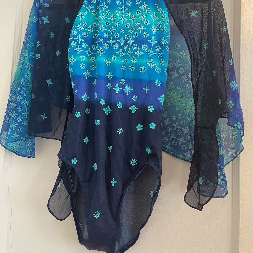 Vintage Small Blue bathing suit with wrap skirt